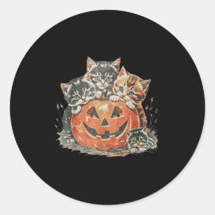 Sticker Rond Chat vintage 90s Halloween Soky Saison Citrouille 