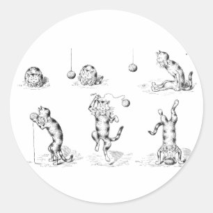 Sticker Rond Chat vintage Funny