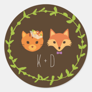 Sticker Rond Chat Whimsland et mariage Fox
