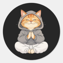 Chat Zen en capuche – Joli chat de dessin animé en