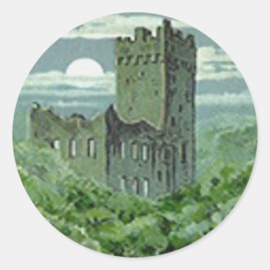 Sticker Rond Château de Blarney vert Irlande