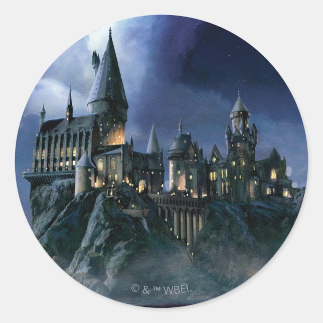 Sticker Rond Château de Harry Potter| Hogwares illuminés de Lun (Devant)