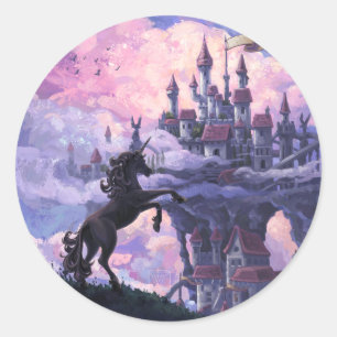 Sticker Rond Château de licorne
