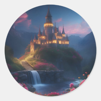 Sticker Rond Château de Nuit Quatre