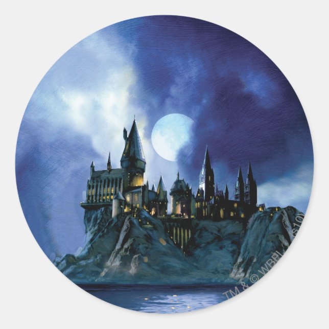 Sticker Rond Château Harry Potter | Hogwarts à la nuit (Devant)
