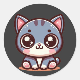 Sticker Rond chaton assis mignon