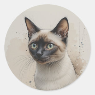 Sticker Rond Chaton d'animal de compagnie Chat siamois