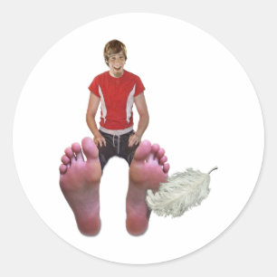 Sticker Rond Chatouillez mes pieds aussi
