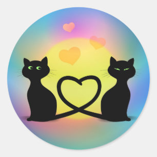 Sticker Rond Chats amoureux