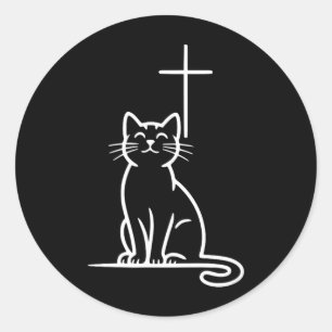 Sticker Rond Chats Chrétiens Domestiques Aiment Jésus Soyez Heu