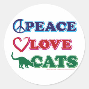 Sticker Rond Chats d'amour pour la paix