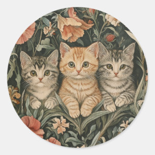 Sticker Rond Chats dans un jardin Vintage de style William Morr