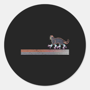 Sticker Rond Chats De Patinage À Roulettes Rétro Der Kamala Har