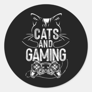 Sticker Rond Chats Et Jeu Drôle Pour Gamer Amoureux des chats C