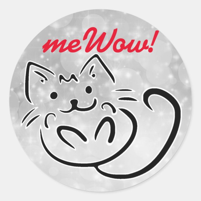 Sticker Rond Chat's meWOW Sparkle Personnalisable Bon Travail S (Devant)