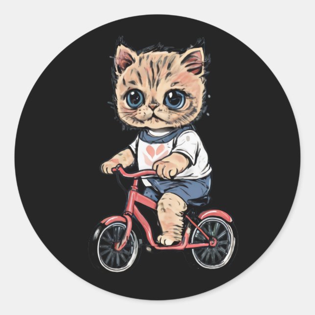 Sticker Rond chats mignons et drôles portant des vêtements chev (Devant)