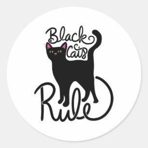 Sticker Rond Chats noirs Règle amusante Chat noir Maman mignonn