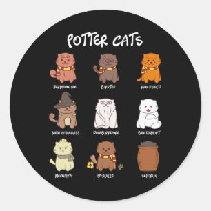 Sticker Rond Chats Potter Pour Amoureux des chats