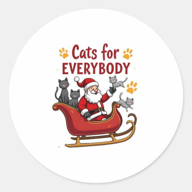 Sticker Rond Chats pour tous Noël Chat Drôle Xmas Femmes (Devant)