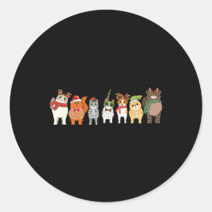 Sticker Rond Chats pour tous Noël Chat Drôle Xmas Femmes