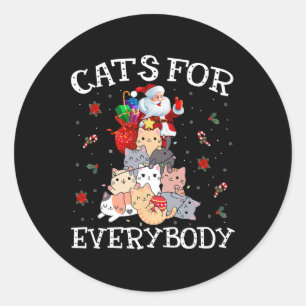 Sticker Rond Chats Pour Tous Noël Chat Fun Père Noël Xmas Pa