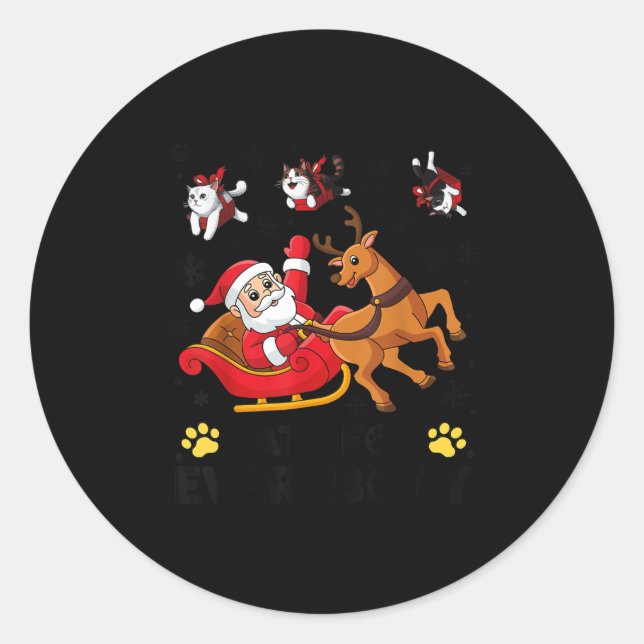 Sticker Rond Chats Pour Tout Le Monde Noël Chat Drôle Noël Homm (Devant)