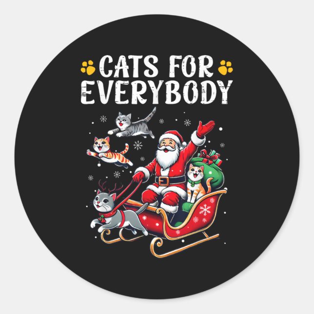 Sticker Rond Chats Pour Tout Le Monde Noël Chat Drôle Noël Homm (Devant)