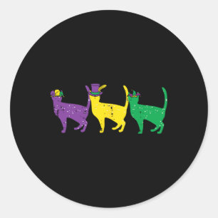 Sticker Rond Chats violet jaune vert Louisiane Mardi Gras Femme