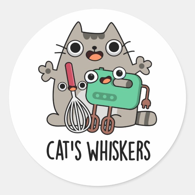 Sticker Rond Chat's Whiskers Funny Baking Pun (Devant)