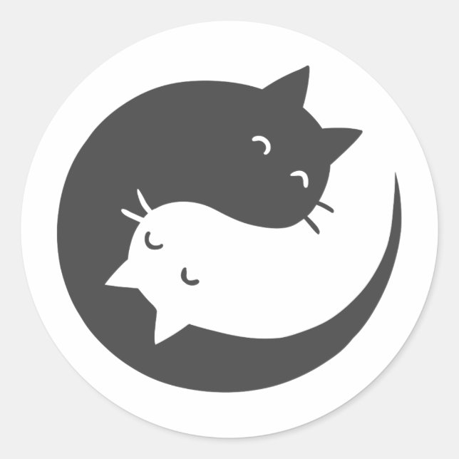 Sticker Rond Chats yin et yang mandala - Choisissez le colo arr (Devant)