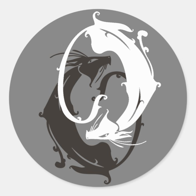 Sticker Rond Chats Yin Yang (Devant)
