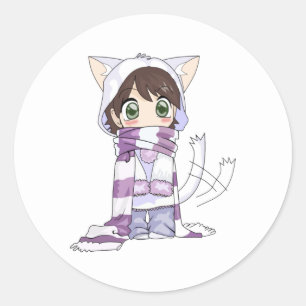 Sticker Rond chatte chatte mignonne collant fille
