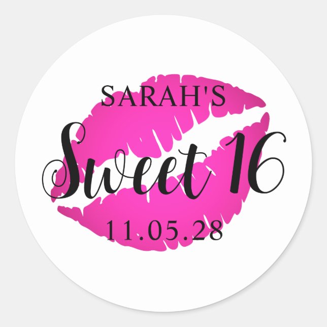 Sticker Rond Chaud rose Ombre Lipstick Sweet 16 (Devant)