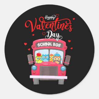 Sticker Rond Chauffeur d'autobus scolaire amusant Chouettes Sai