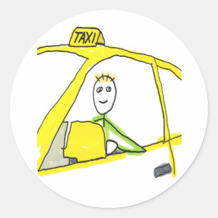 Sticker Rond Chauffeur de Taxi Stickman