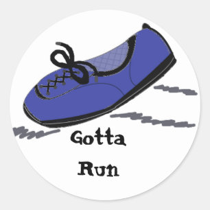 Sticker Rond Chaussure de course bleue - Faut que je coure