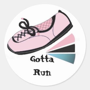 Sticker Rond Chaussure de course rose - Faut courir