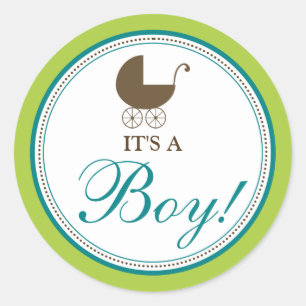 Sticker Rond Chaussure de Faire-part pour bébé (chaux/turquoi