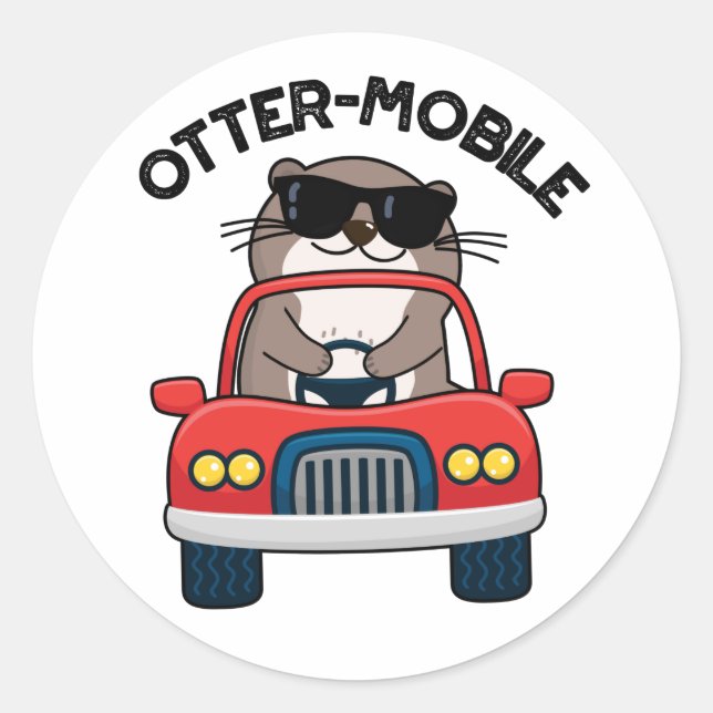 Sticker Rond Chaussure de voiture animal drôle Otter-mobile (Devant)