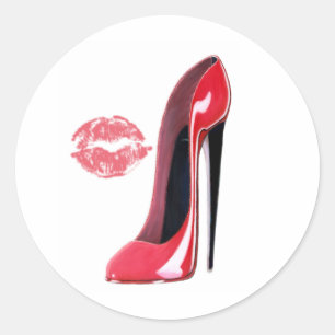 Sticker Rond Chaussure et baiser Red Stiletto