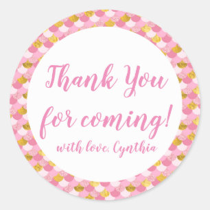 Sticker Rond Chaussure rose Anniversaire Merci des baguettes