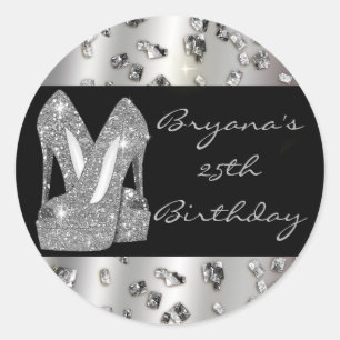 Sticker Rond Chaussures à talons hauts pailletées argentées Aut