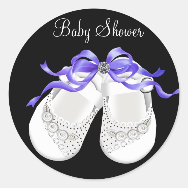 Sticker Rond Chaussures bébé noir pourpre bébé Girl Douche Stic (Devant)