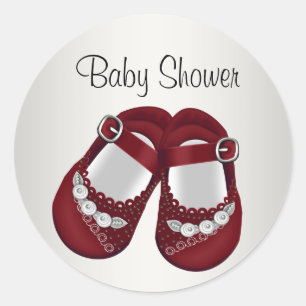 Sticker Rond Chaussures Bébé Rouge Blanc Bébé Girl Douche Stick