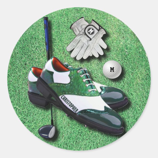 Sticker Rond Chaussures de golf Gants de balle Club Conducteur  (Devant)