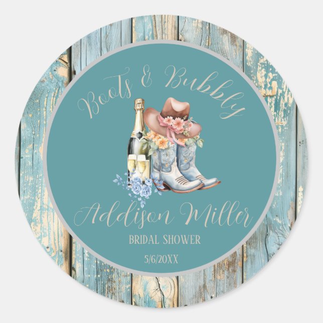 Sticker Rond Chaussures et bulles Fête prénuptiale aquarelle  (Devant)