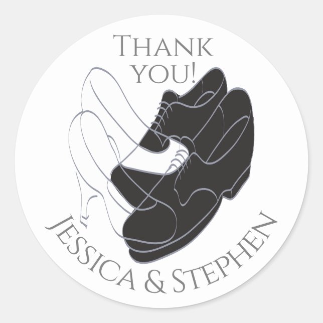 Sticker Rond Chaussures mariages noir et blanc (Devant)