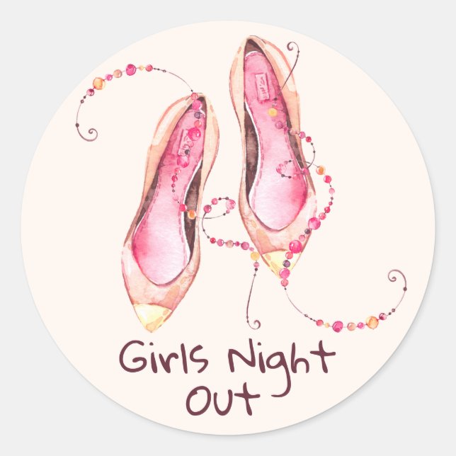 Sticker Rond Chaussures Whimsical "Girls Night Out" (Devant)