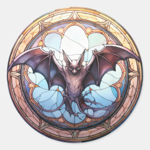 Sticker Rond Chauve-souris Éffrayante en verre doux