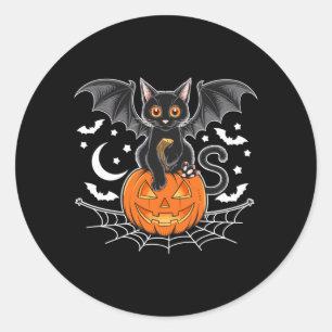 Sticker Rond Chauve-souris Halloween _ Chauve-souris à ailes de